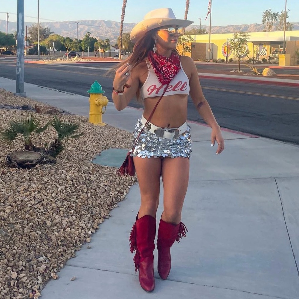 Edikted Silver Sequin Skirt